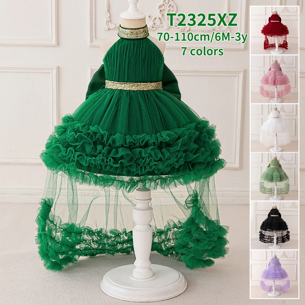 green and black princess dress Dark Green Velvet Flower Girl Dress Birthday Wedding party Bridesmaid Holiday Black Velvet Flower Girl Dress, Dark Green / 8 main image 1