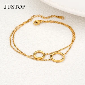 PVD 18K 24K Gold Cuban Snake "o" Shaped Stud Twisted Handcrafted Link Adjustable Fashion Jewelry Bracelet Stainless Steel Women