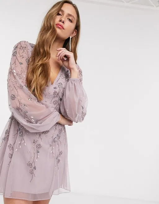 Mini Dress With Blouson Sleeve And 