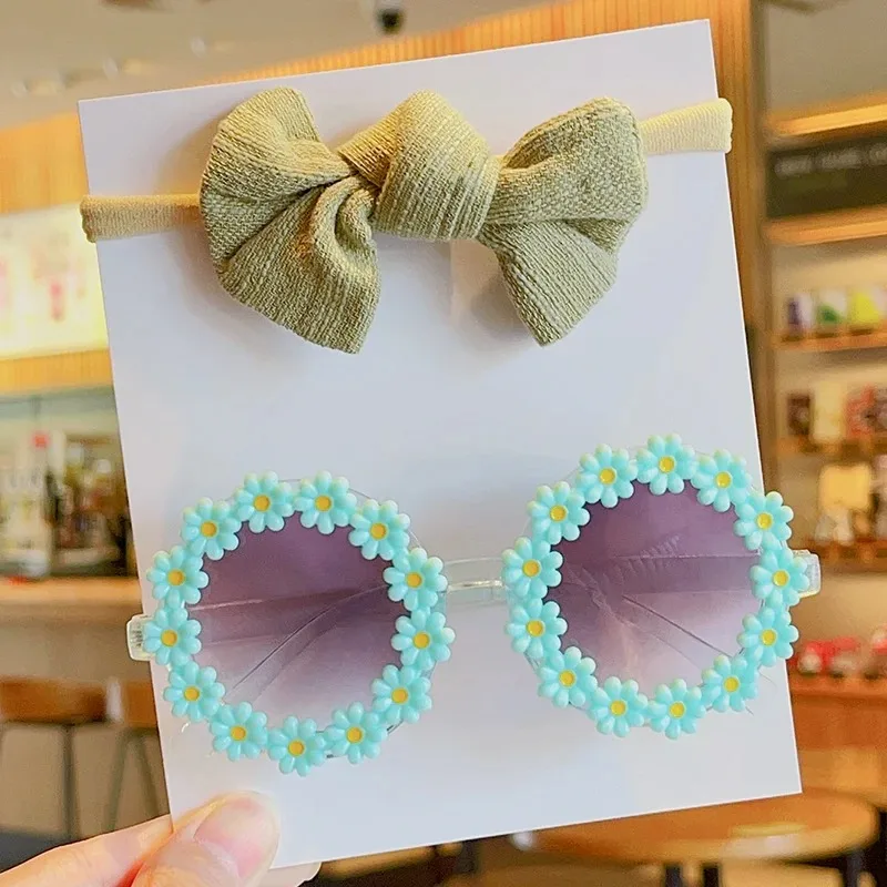 New Low Price Hot Selling Fashion Baby Sun Flower Eyeglasses With Headbands Set Lovely C aperçu 12