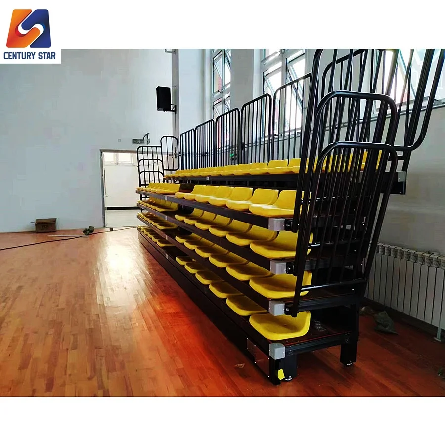 Stainless Steel Manual HDPE Bench Retractable Gym Plastic Seats for Basketball Bleachers