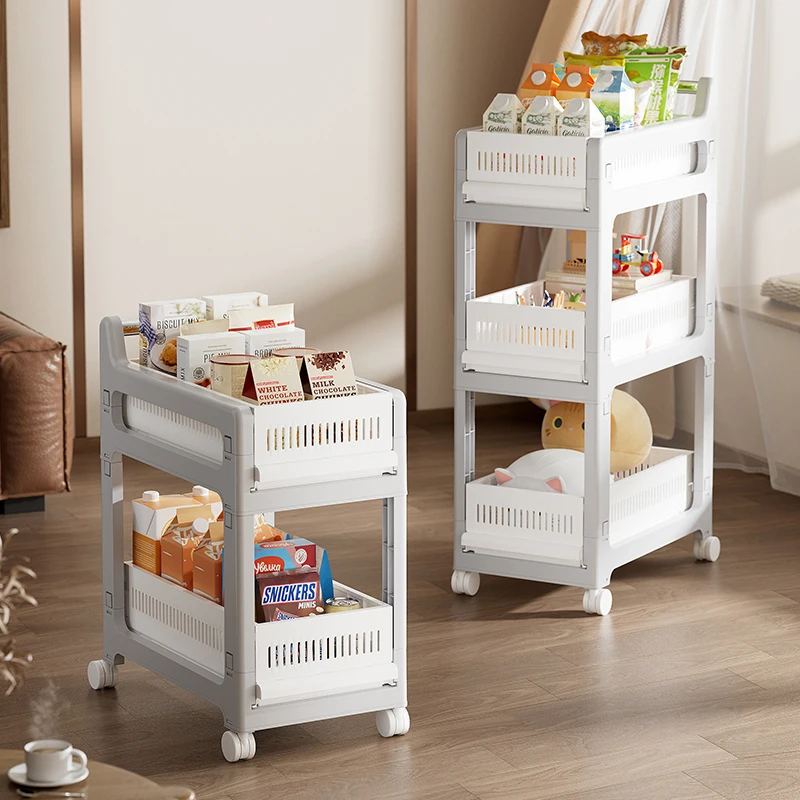 Wannuo Multi-Layer Storage Shelves With High Security Mobile and Flexible Plastic Storage Shelves in the Living Room