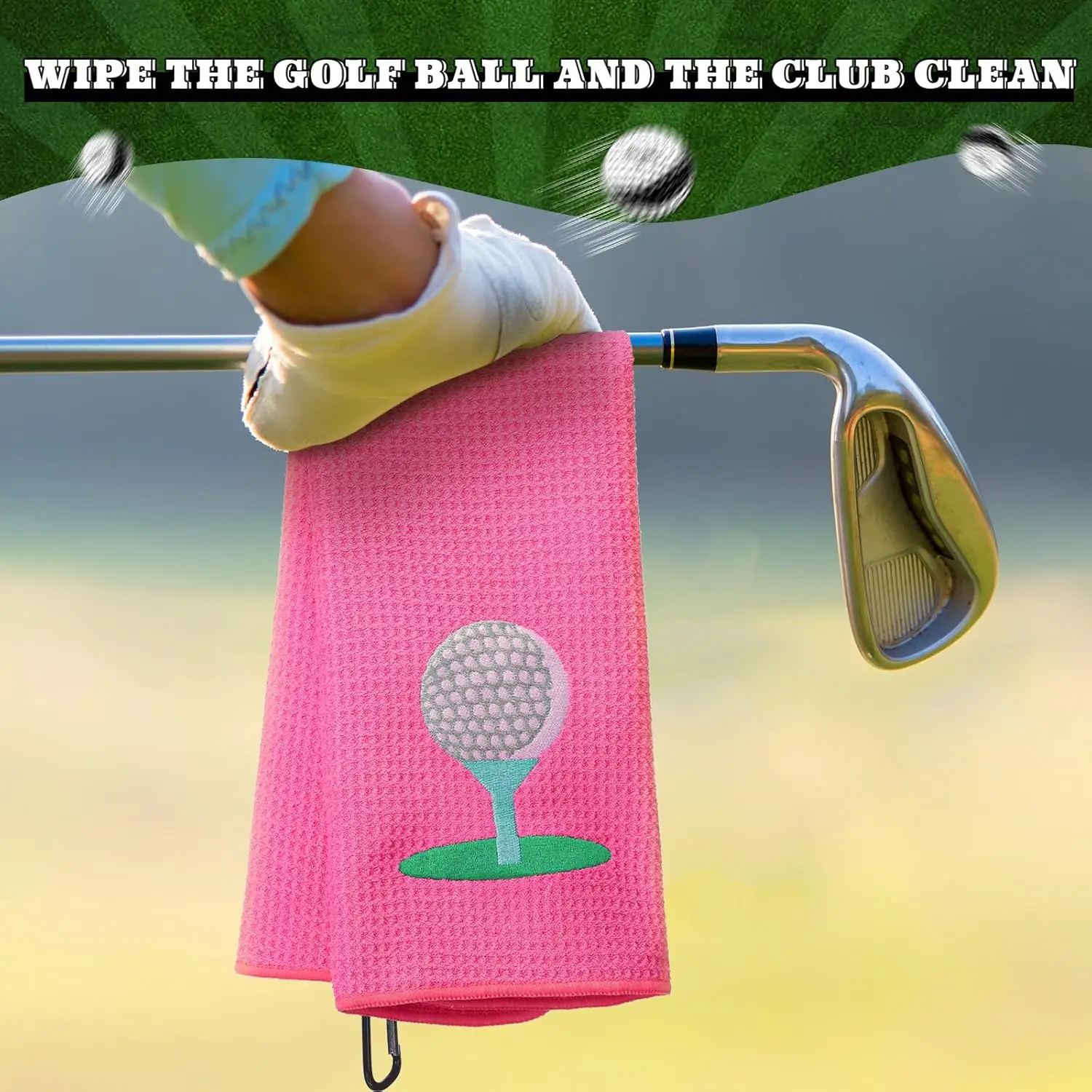 Personalized Logo Microfiber Golf Towel Quick Dry Tri-fold Waffle Pattern Printed Polyester Sport Towel for Travel Jacquard factory