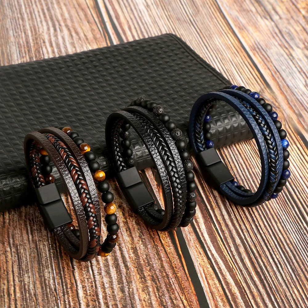 Magnetic Clasp Leather Bracelet