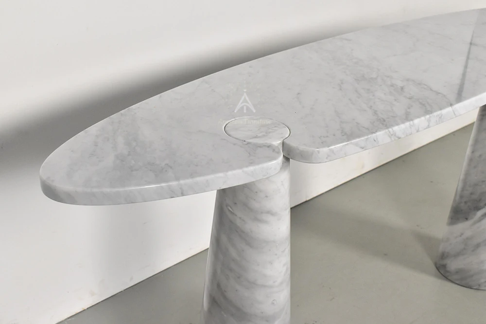 AF T125 Vintage design white marble console table with marble pedestals