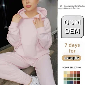 Clothing Brand Manufacturers Custom Pink Women's Sets Hoodie Tracksuit Wholesale Women Two Piece Sweatpants and Hoodie Set