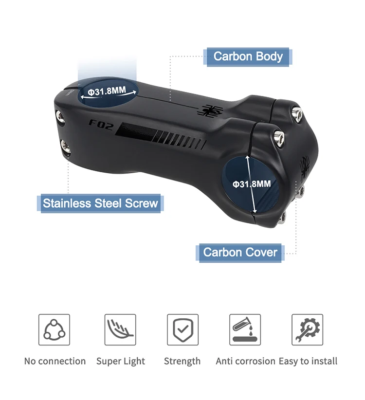 Speciality T1000 Carbon MTB Handlebar Stem -10 Degree, 80-120mm