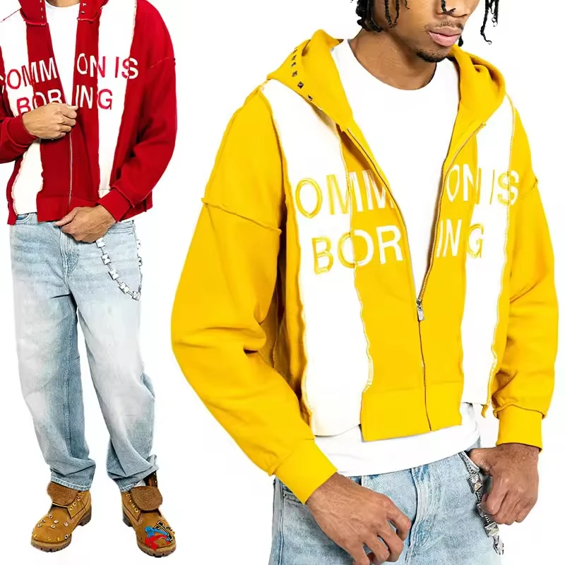 Custom High Quality Winter Pullover Hooded Jackets 450GSM Cotton French Terry Oversized Heavy Weight Lined Cropped Men gallery 3