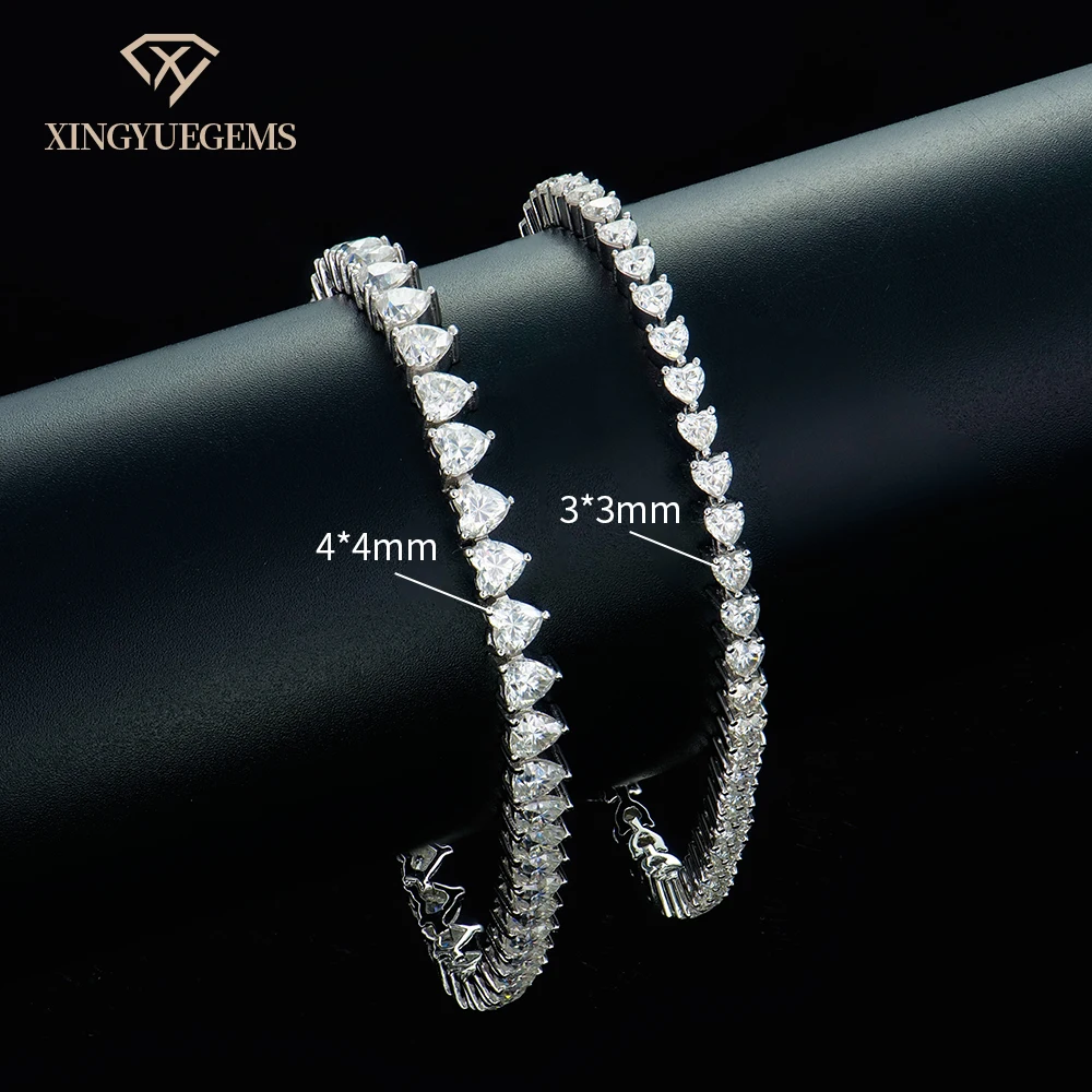High Quality Jewelry Women Iced Out 3mm 4mm 925 Sterling Silver Vvs Vvs1 Diamond Moissanite Mossanite Heart Tennis Bracelet