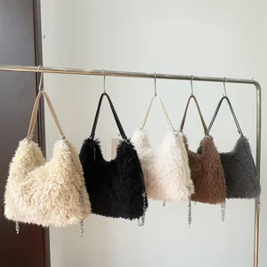 BUSY GIRL RS1018 Fur Bags for Women New Autumn and Winter Plush Handbag Furry Lazy Shoulder Bag Large Capacity Backpack 2026