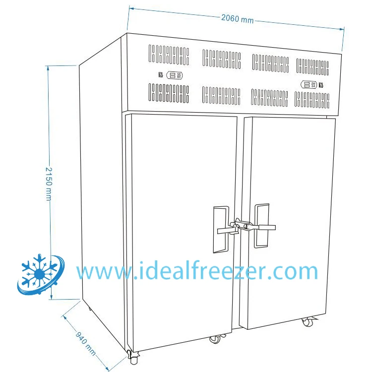 Super fast freezing stainless steel blast freezer with trolleys
