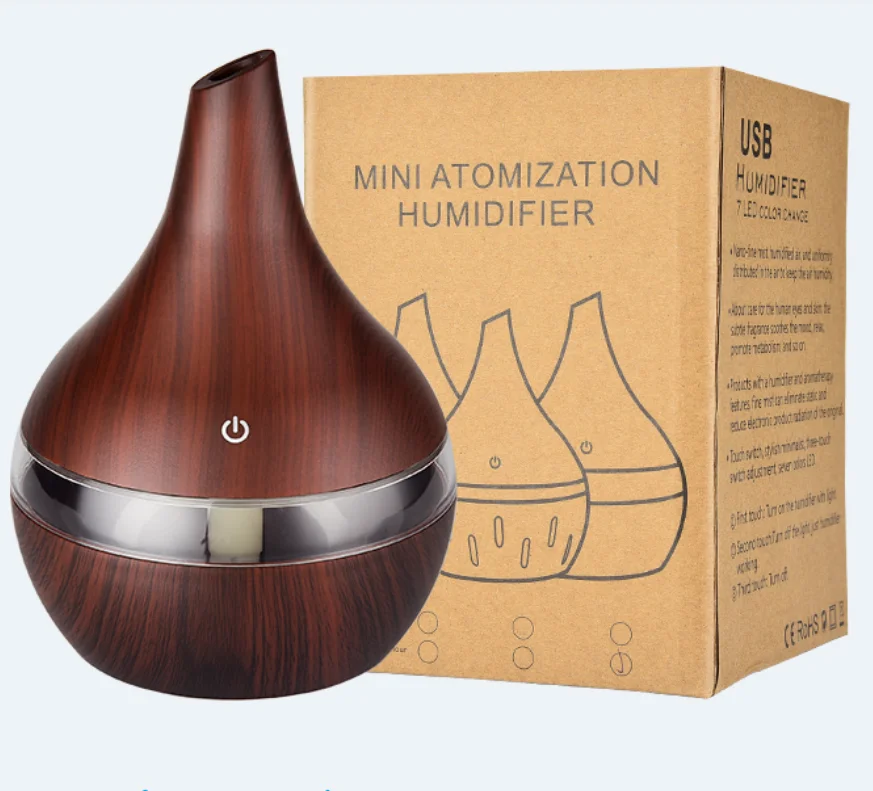 300ml USB Diffuser Aroma Essential Oil Car Air Humidifier Ultrasonic Colorful LED Night light Cool Mist for Home Office Car