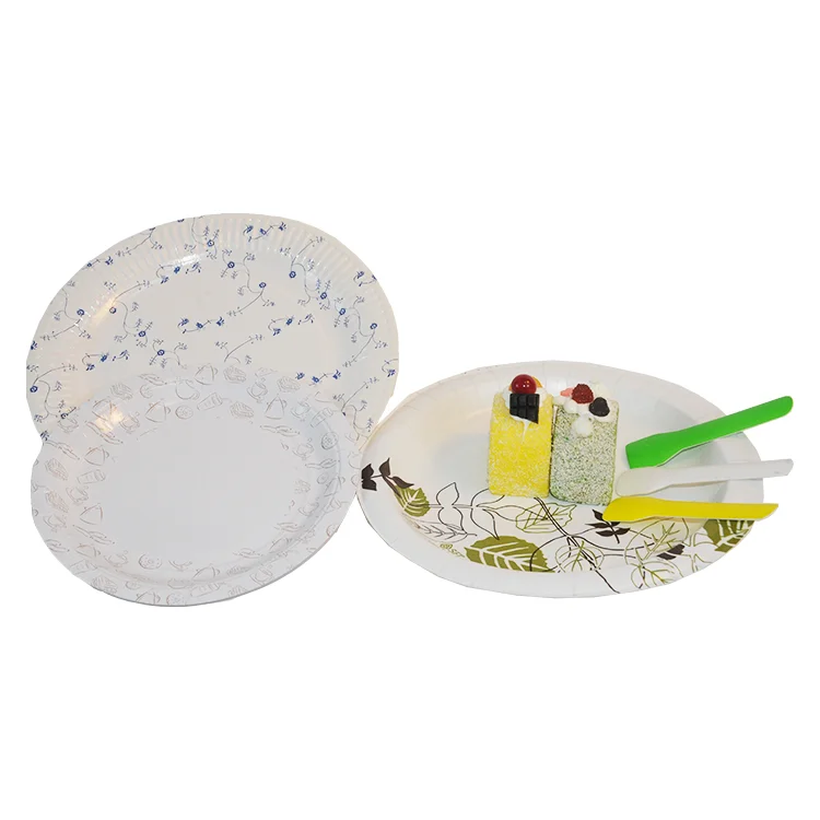 Disposable Tableware Paper Plates Raw Material Recycled Birthday Plate Dish Home Party Hotel Restaurant