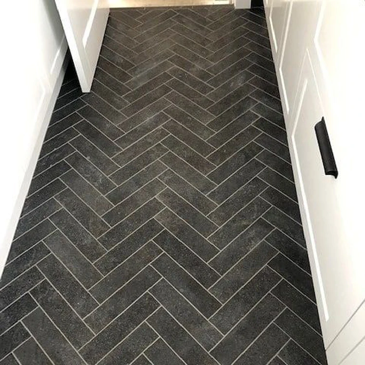 Flooring 20mm Herringbone Tundra Grey Marble Tiles Black Marquina 