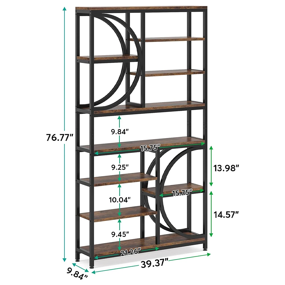 Wooden Industrial Bookcase Book Shelf Multilayer Mult Shelves Home
