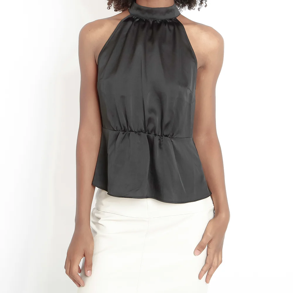 womens black halter neck tops