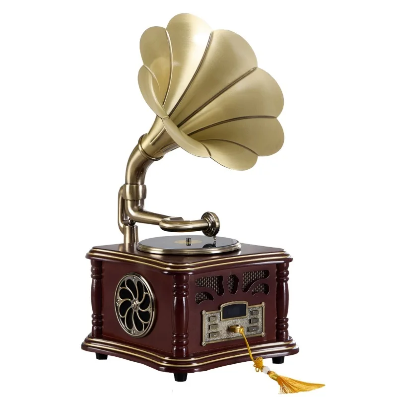 2024 nuevo diseño gramófono fonógrafo tocadiscos reproductor de discos de  vinilo decoración del hogar Bluetooth incorporado Radio FM unidad Flash USB - Main Image
