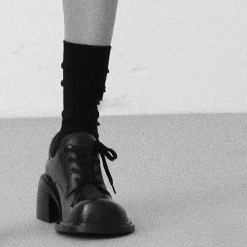 2024 Nice Women Latest Girls School Shoes Big Toe Chunky Heel High Quality Genuine Leather Shoes Lace-up Derby Shoes Loafers - Image 5