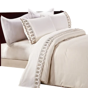 KOSMOS Hot Sale Design 100% Cotton Comfortable Embroidery Lace Bed Sheet Set