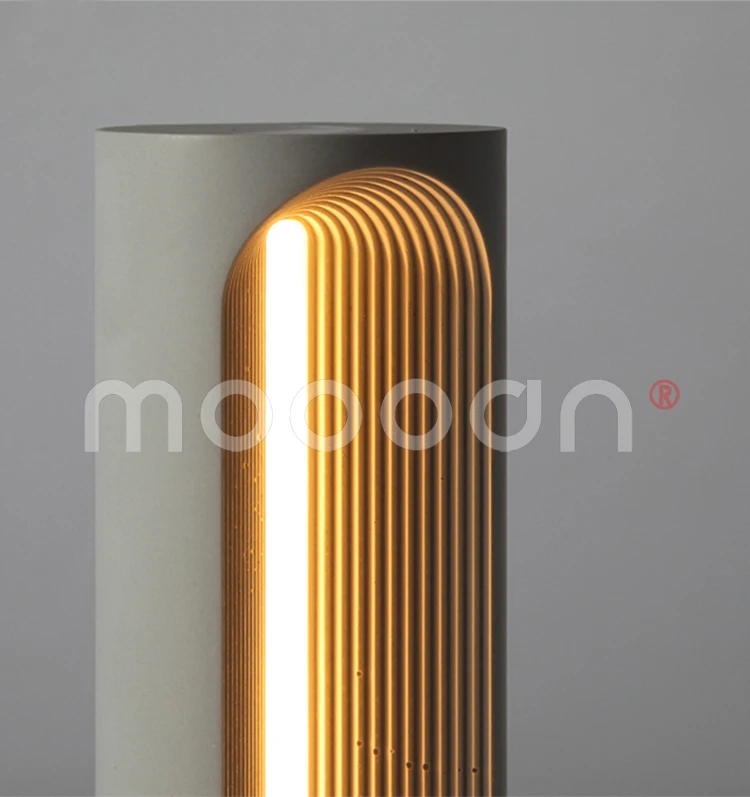 Modern cylinder shade led industrial cement night light concrete table lamp for bedroom