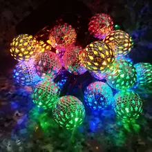 Nicro Creative Christmas Festival Decoration Led Light String Solar Cell Box Flashing Colored Iron Wrought Ball Light