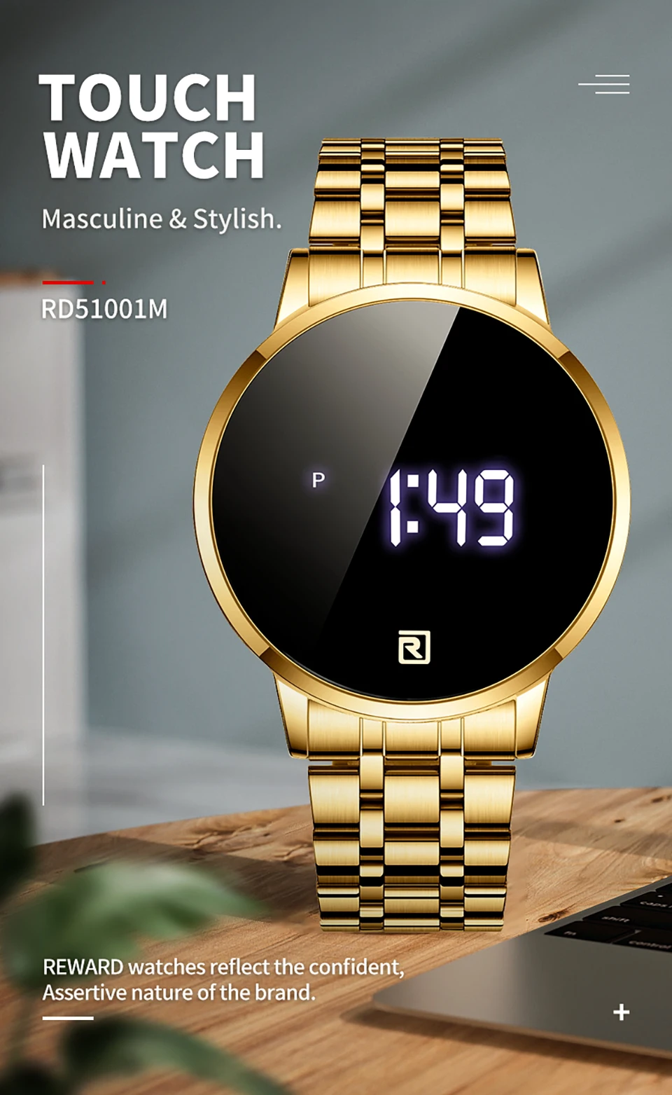 Nuova ricompensa RD 51001M digitale orologio da polso Touch Screen Sport  impermeabile orologio semplice lusso in acciaio inox orologio uomo