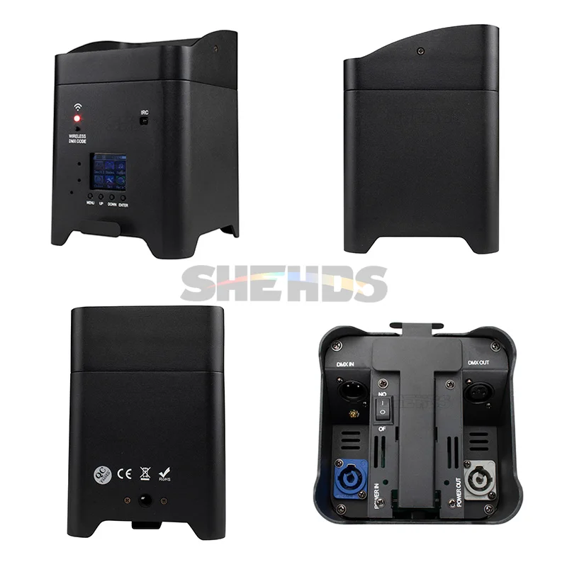 Shehds Wireless Remote Control Wifi APP Smart LED Par 6x18W 6in1 RGBAW+UV Battery Lighting for  Party Stage