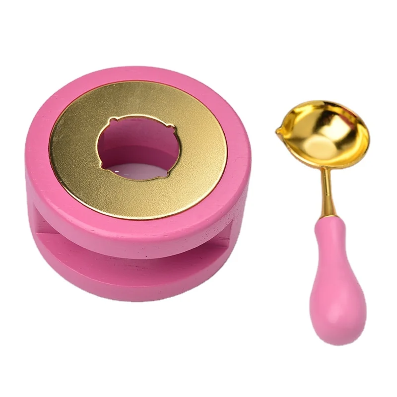 Cute Pink Wax Sealing Melting Stove Wooden Furnace Tool Wax Melting Pot ...