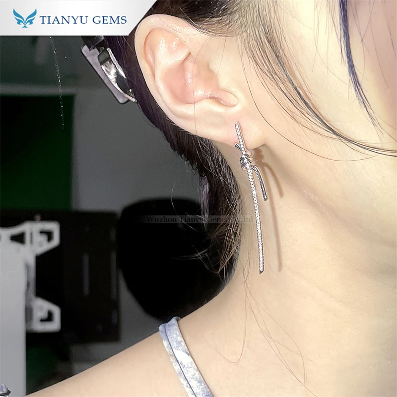 Tianyu Custom Lab Diamond HPHT Butterfly Stud Earrings Real Gold 14K 18K Sterling Silver Charming Diamonds Ear Stud