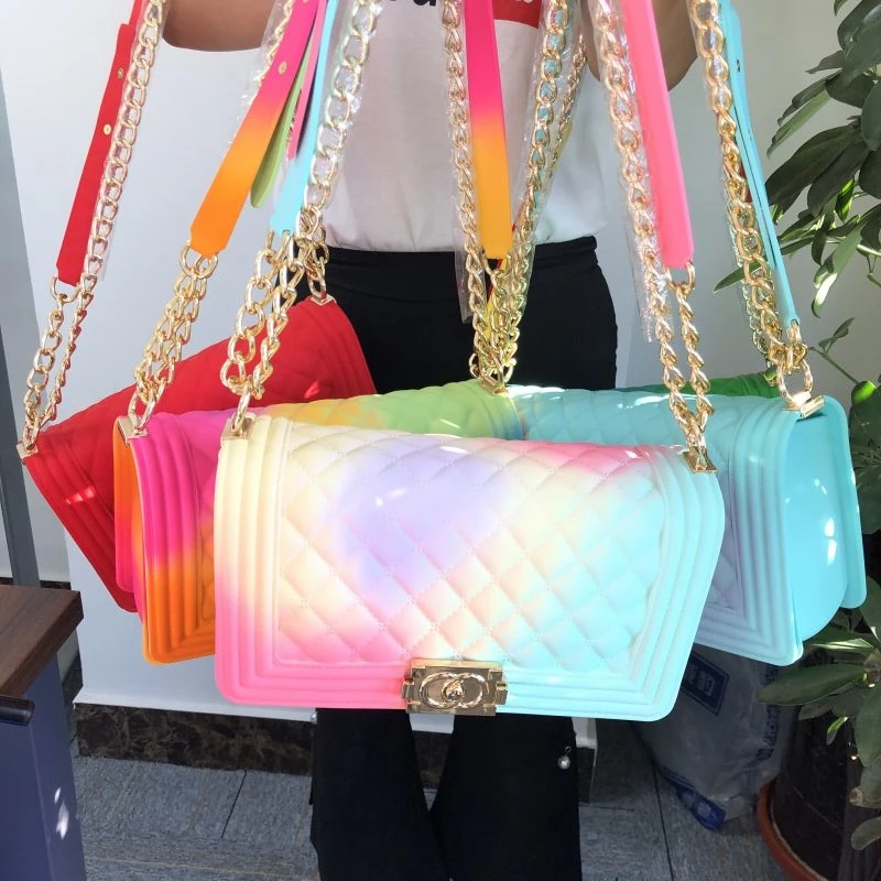 Wholesale Women Jelly purse hand bags Designer wholesale rainbow