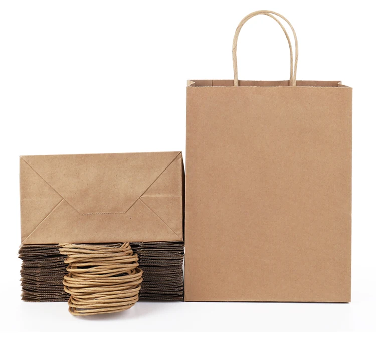 Custom Brown Kraft Disposable Paper Bag For Food Packaging Takeaway
