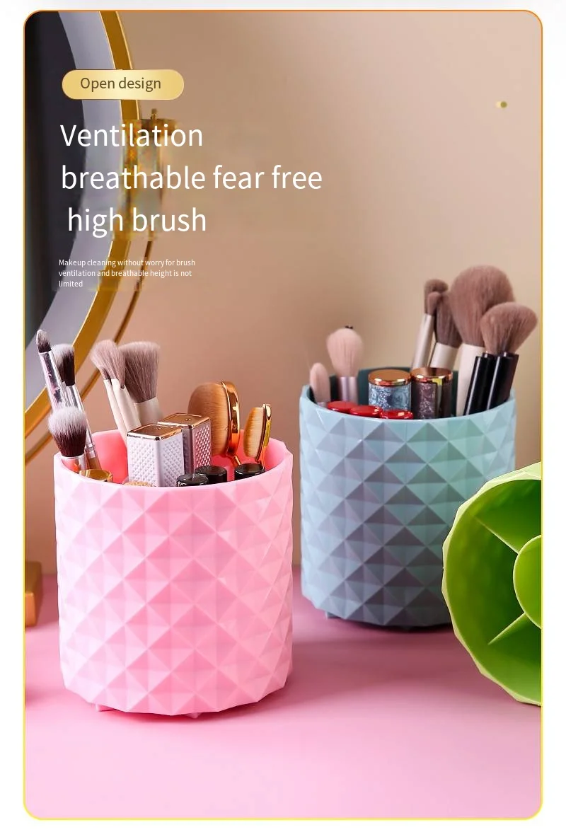 360 Rotating Makeup Brush Holder Portable Desktop Makeup Organizer Cosmetic Storage Box Make up Tools Spinning Pencil Case Pet factory