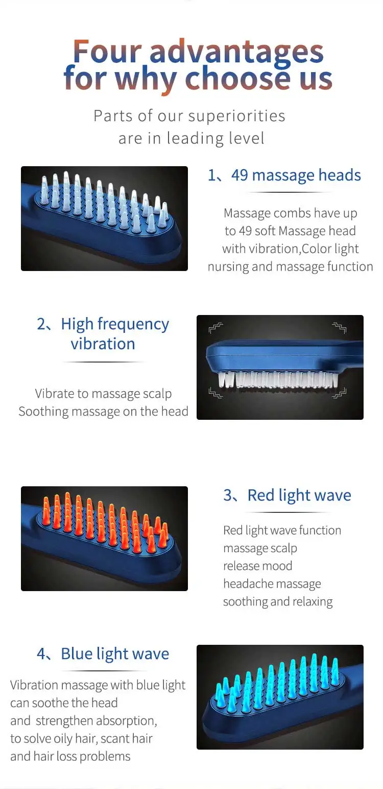 2021 New Hair Growth Phototherapy Scalp Vibrator Massage Comb Anti Hair