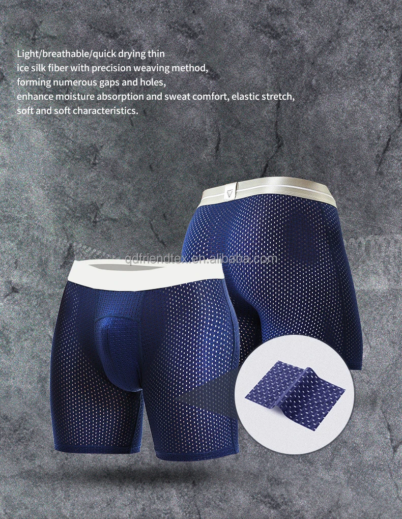 Ice Mesh Sports Polyester Underwear Men's Lengthened Mens Boxers - Buy ...