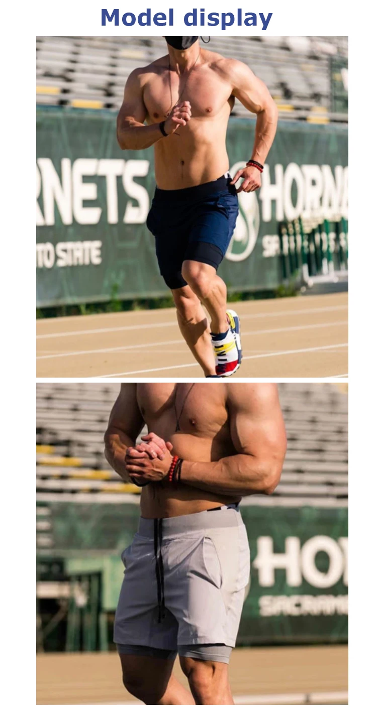 Workout Running Wear Men's Gym Shorts Custom Men Slim Sweat Fiess Sport Casual Print Pattern Knitted 2 in 1 Shorts Men766_voghion.com