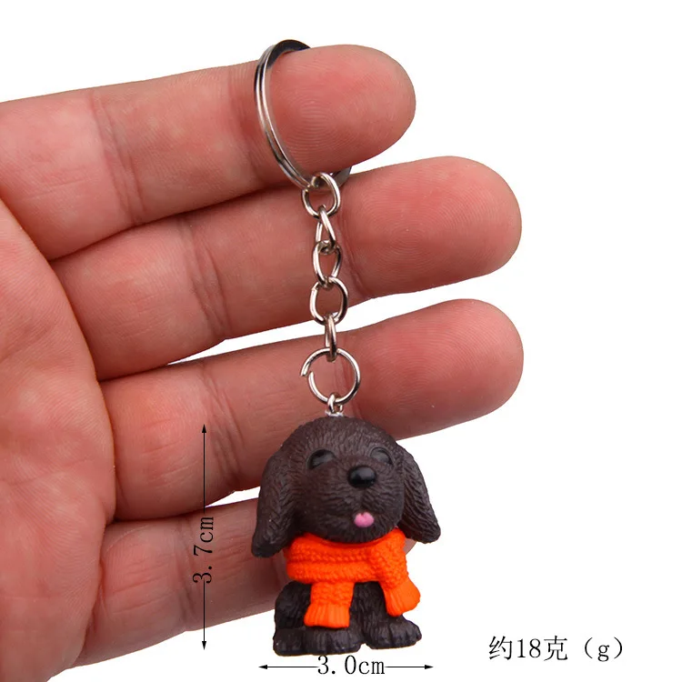Wholesales Simulation Resin Dog Keychains Cartoon Animal Keychain Backpack Pendant Keyring for Kids Gift Cute Puppy Keychain