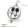 Pj358bkwg black and white ceramic pendan-Gold