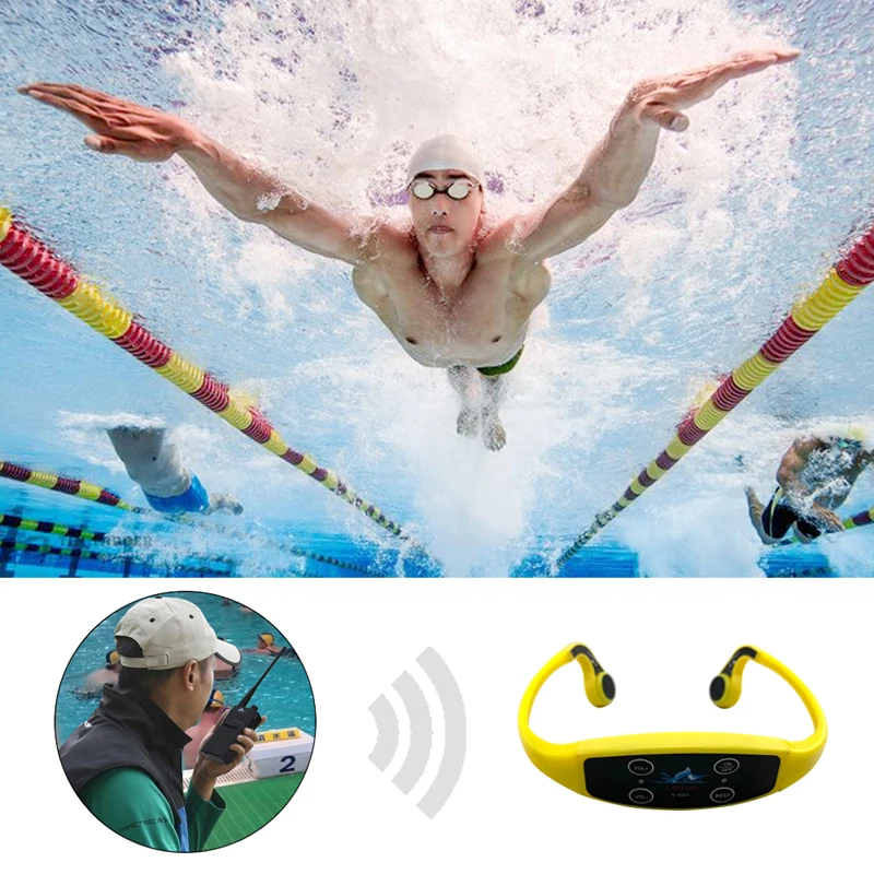 Subacquea di Nuoto Piscina Training Coaching di Comunicazione Talker  Magnetica di Ricarica Conduzione Ossea Cuffie Ricevitore