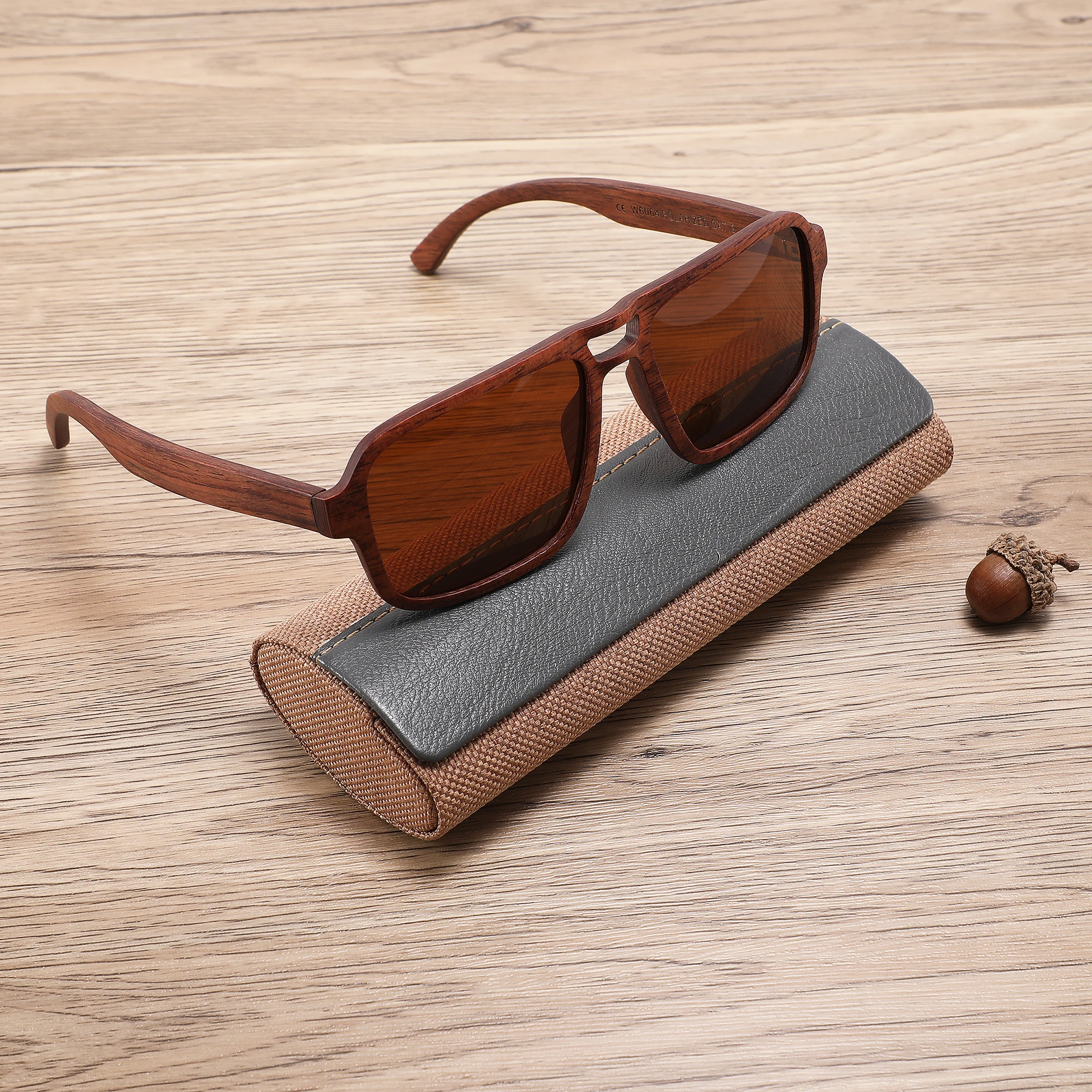 Awerise Personalized Walnut Wood Sunglasses - UV400 Protection, Engraved Gift For Groomsmen, Best Man - View #3