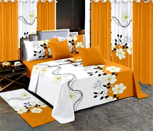 Luxury king Size Cotton Bed Sheet Sets Bedding Set with Curtains Wholesale Bed Sheets Set for Queen Size Bed