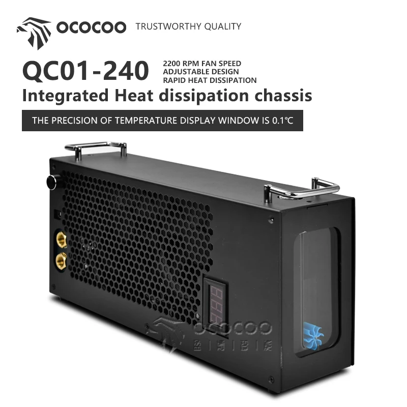 OCOCOO QC01-240 All-In-One Laptop Water Cooling System External Cooling ITx Graphics Card CPU Pump Exhaust Fan Computer Cases