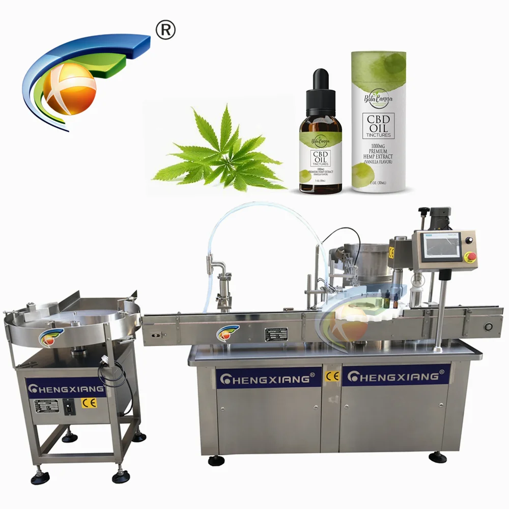 Chengxiang cbd электронная сигарета, жидкая стеклянная капельница, разливочная машина для бутылок, 10 мл наполнитель конопляного масла, закупорка и этикетирование