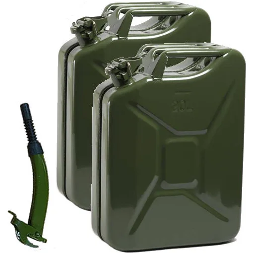 Jerry Can 5 Gallon 20L Gas Gasoline Fuel Green Container Metal Tank With Holder 
