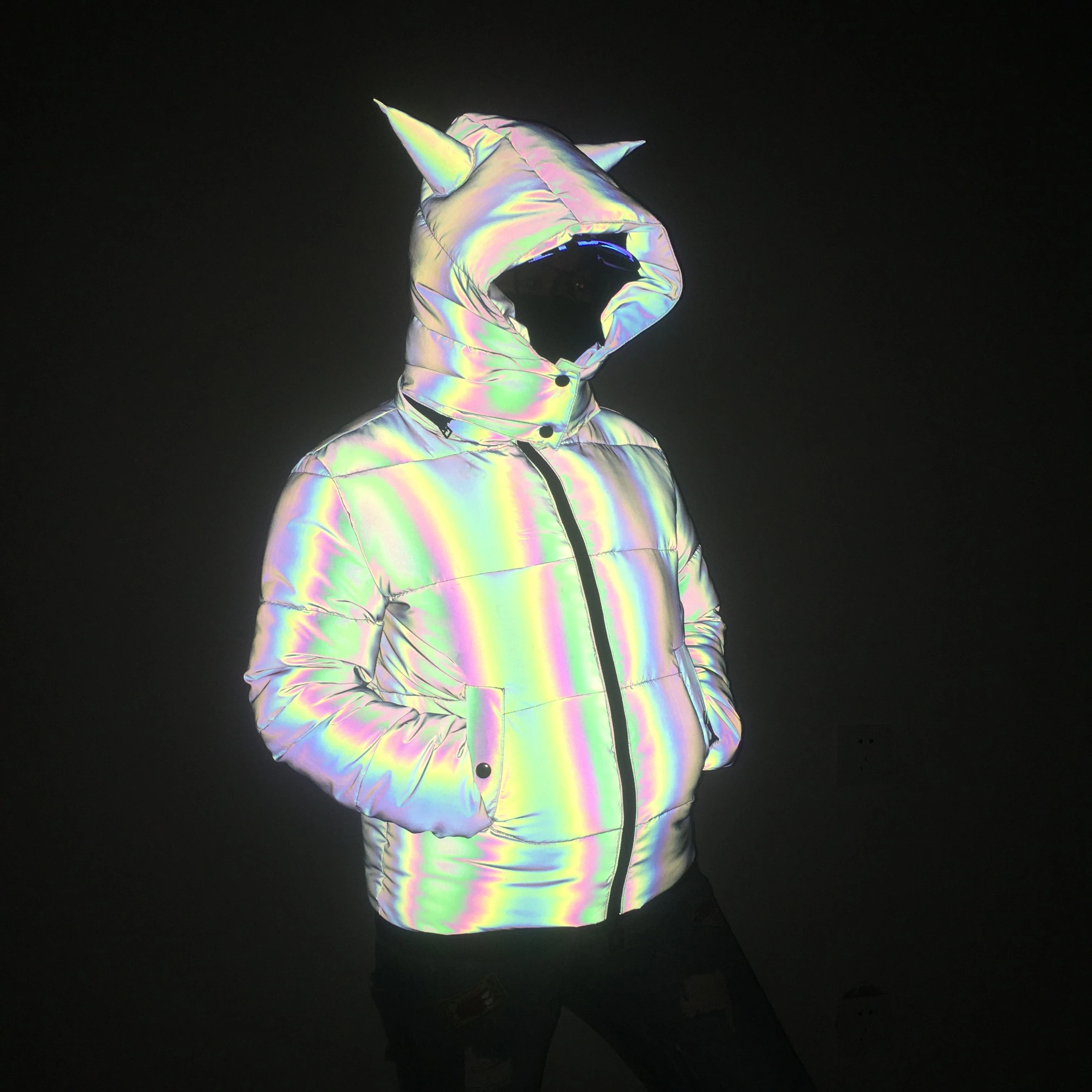 MAN Rainbow Reflective Puffer Coat