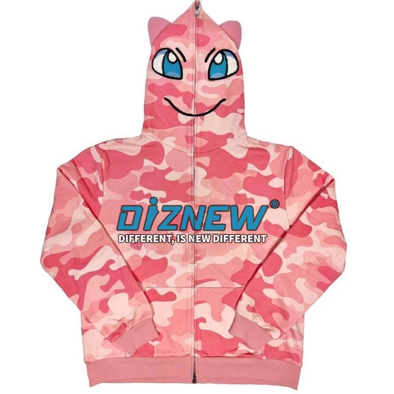 DiZNEW 2022 New High Quality Custom Anime Design Hoodie All Over Printed Cartoon Full Zip up Hoodie