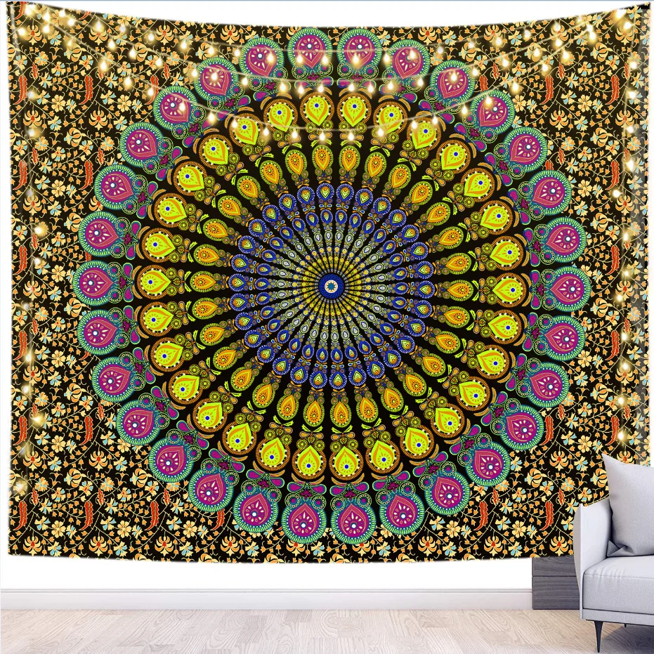 2021 New Design Custom Fabric Polyester India Hippie Decoration Indian Wall Hanging Mandala Tapestry for Living Room