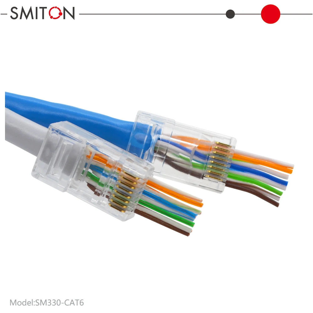 Rj45 Pass Through Cat6 Connectors Cat5 Connector - Buy Cat5e Cat6 Pass ...