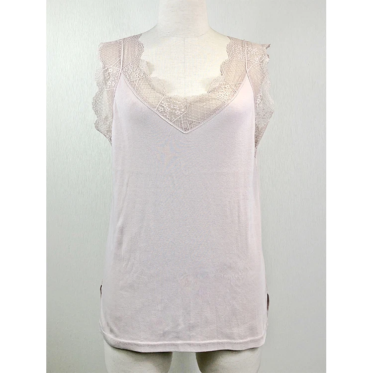 Summer Hot Sale Fashionable Camisole Tank Top Lace Decoration Womens Cotton Tank Tops