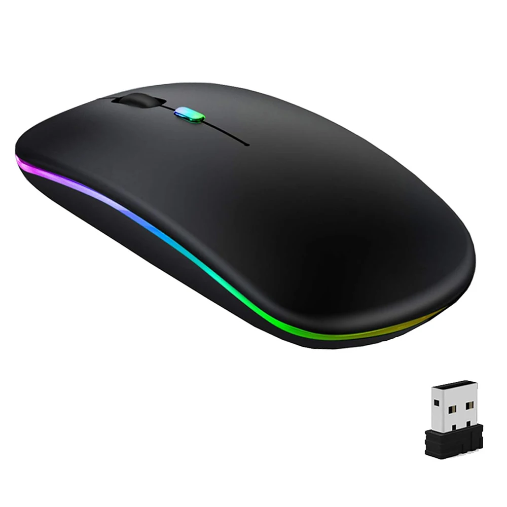 Компьютерные аксессуары продавец двойной режим 2 4 г беспроводная Bluetooth мышь тонкая зарядная МЫШЬ светодиодная лампа RGB компьютерная