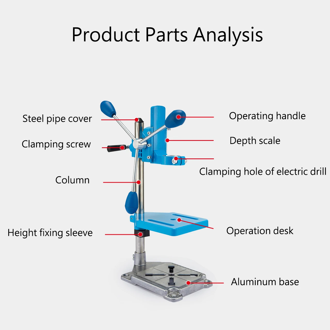 2in1 Electric Horizontal Drill Stand Drilling Machine Stand One Clamp